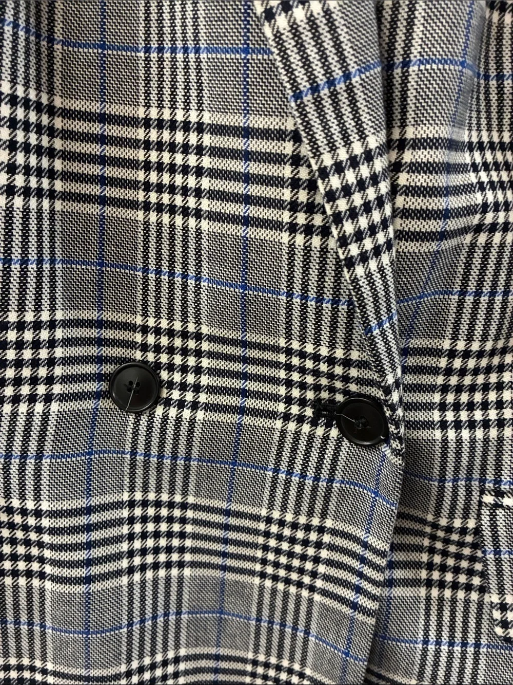 Talbots plus Women's Plaid Double-Breasted Blazer - Gray/Blue - size 16W
